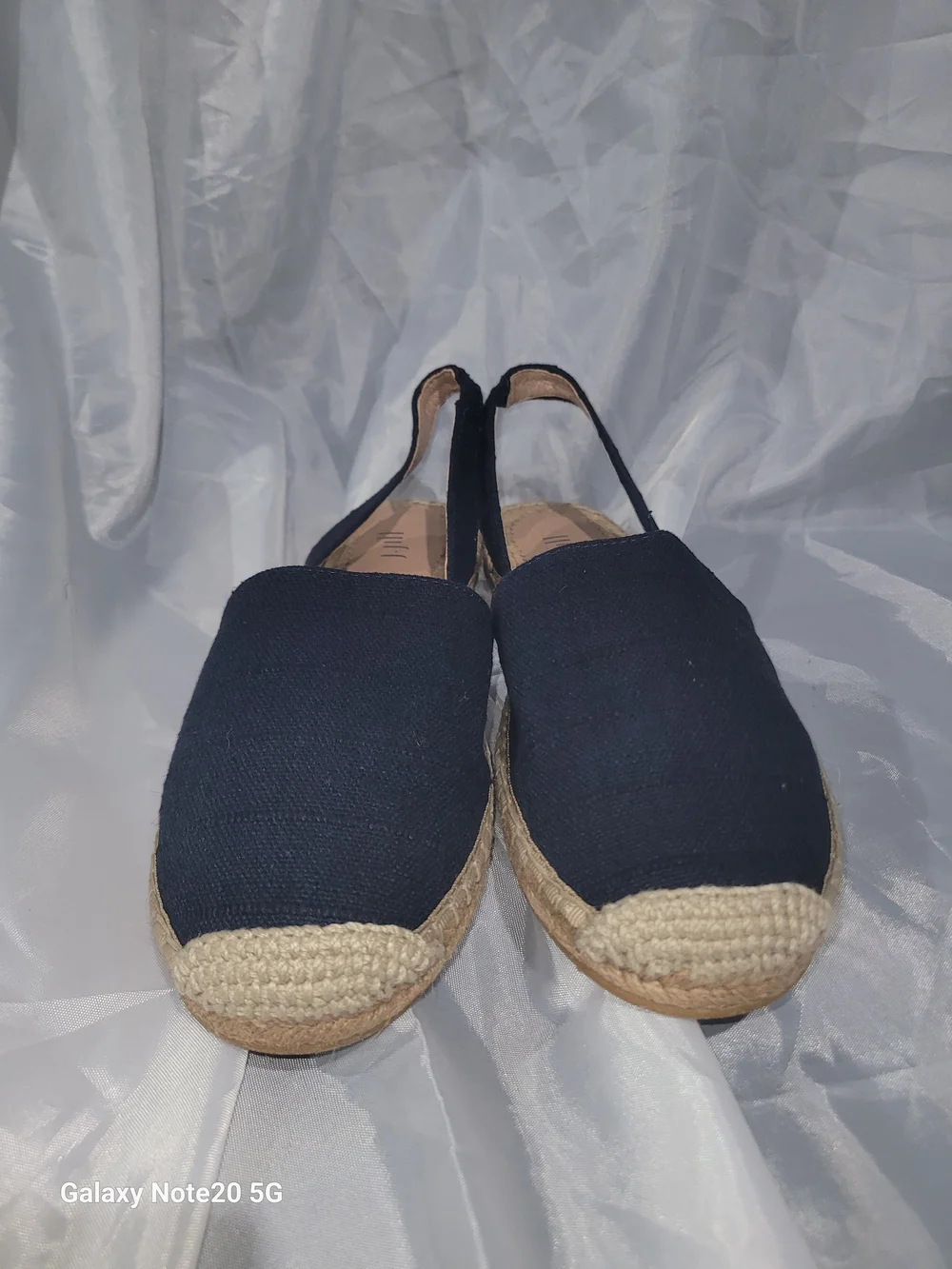 J.Jill Navy Blue Canvas Espadrille Slingback Sandals Size 9 EUC